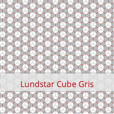 Reusable Duo Baguette Bag, 60 cm x 28 cm, cotton fabric, pattern: Lundstar Cube Grey