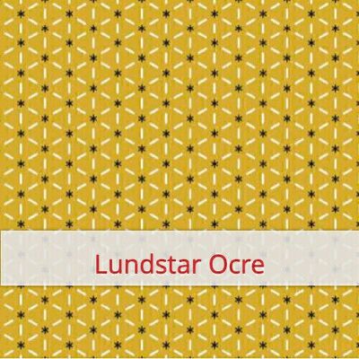 Reusable Duo Baguette Bag, 60 cm x 28 cm, cotton fabric, pattern: Lundstar Ochre