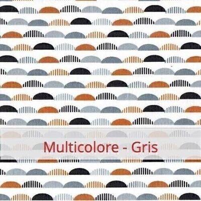 Reusable Duo Baguette Bag, 60 cm x 28 cm, cotton fabric, pattern: Multicolor - Gray