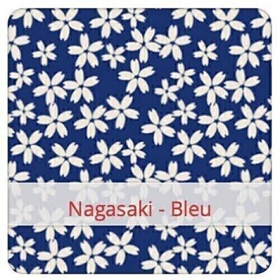 Sac à Baguette Duo réutilisable, 60 cm x 28 cm, tissu coton, motif: Nagasaki - Bleu