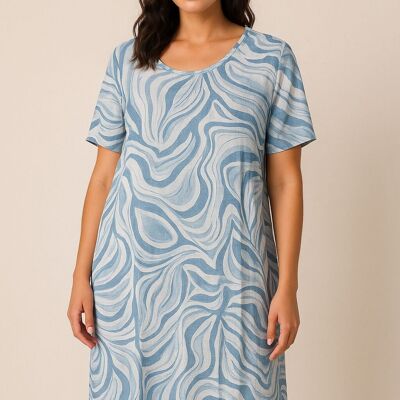 PRINTED 100% COTTON DRESS WITH RUCHED SIDES