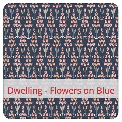 Sacchetto riutilizzabile per il pane, 36 cm x 30 cm, tessuto di cotone, motivo: Dwelling - Fiori su blu