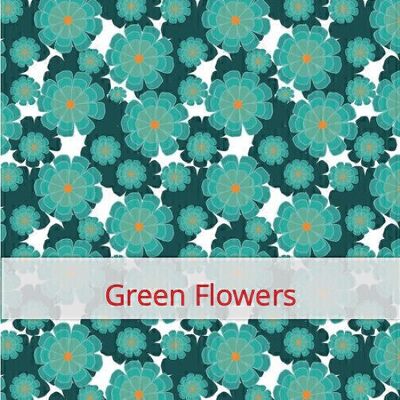 Reusable bread bag, 36 cm x 30 cm, cotton fabric, pattern: Green Flowers