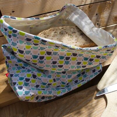 Reusable Bread Bag, 36 cm x 30 cm, cotton fabric, pattern: Joy: Stacked Seeds