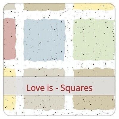 Sacchetto per il pane riutilizzabile, 36 cm x 30 cm, tessuto di cotone, motivo: Love is - Squares