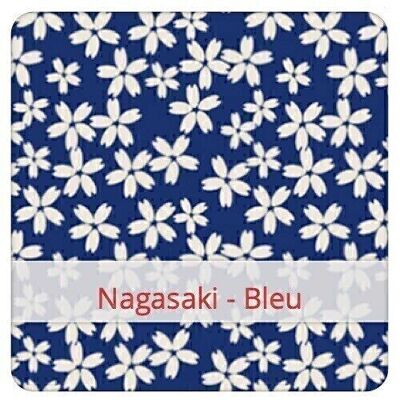 Bolsa de pan reutilizable, 36 cm x 30 cm, tela de algodón, patrón: Nagasaki - Azul