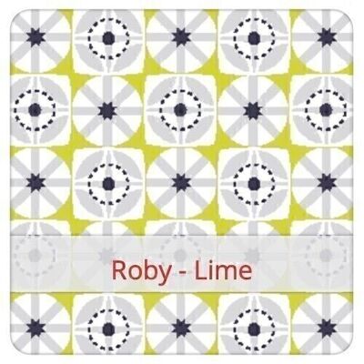 Reusable bread bag, 36 cm x 30 cm, cotton fabric, pattern: Roby - Lime