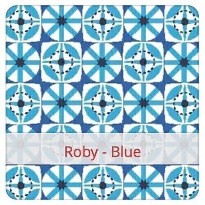 Reusable bread bag, 36 cm x 30 cm, cotton fabric, pattern: Roby - Navy