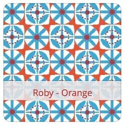 Reusable bread bag, 36 cm x 30 cm, cotton fabric, pattern: Roby - Orange