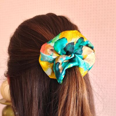 Coletero CASSIA / poliéster con estampado floral verde, amarillo y naranja