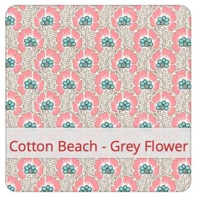 Grande sacchetto riutilizzabile per il pane, 45 cm x 35 cm, tessuto di cotone, motivo: Cotton Beach - Fiore grigio