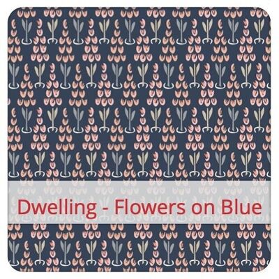 Large reusable bread bag, 45 cm x 35 cm, cotton fabric, pattern: Dwelling - Flowers on Blue