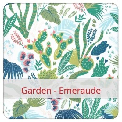 Sac à Pain Grand réutilisable, 45 cm x 35 cm, tissu coton, motif: Garden - Emeraude