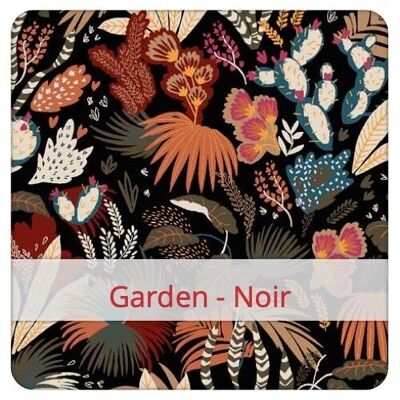 Sac à Pain Grand réutilisable, 45 cm x 35 cm, tissu coton, motif: Garden - Noir