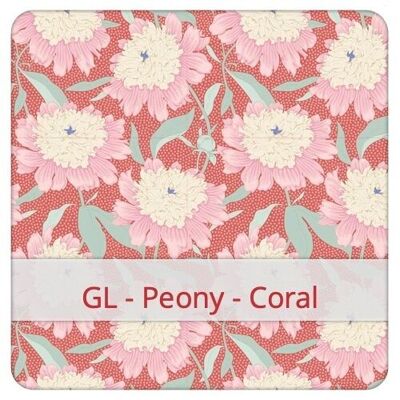 Sac à Pain Grand réutilisable, 45 cm x 35 cm, tissu coton, motif: GL - Peony - Coral