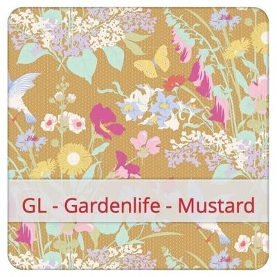 Sac à Pain Grand réutilisable, 45 cm x 35 cm, tissu coton, motif: GL - Gardenlife - Mustard
