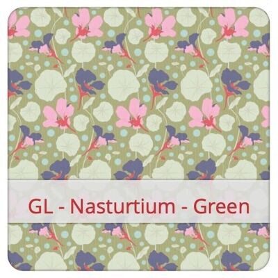 Sac à Pain Grand réutilisable, 45 cm x 35 cm, tissu coton, motif: GL - Nasturtium - Green