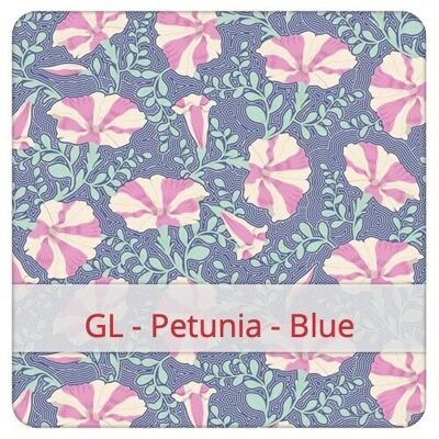 Large reusable bread bag, 45 cm x 35 cm, cotton fabric, pattern: GL - Petunia - Blue