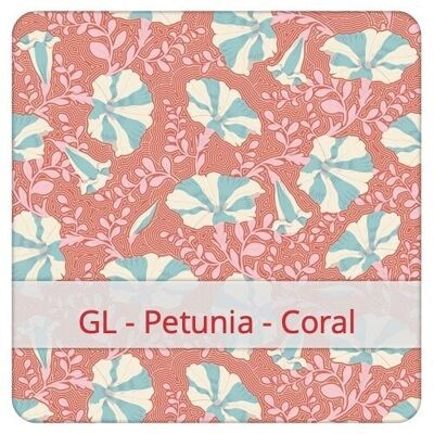 Bolsa de pan reutilizable grande, 45 cm x 35 cm, tela de algodón, patrón: GL - Petunia - Coral