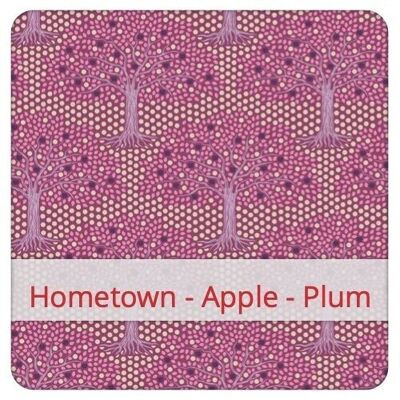 Large reusable bread bag, 45 cm x 35 cm, cotton fabric, pattern: Hometown - Apple - Plum