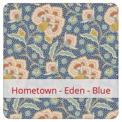 Large reusable bread bag, 45 cm x 35 cm, cotton fabric, pattern: Hometown - Eden - Blue