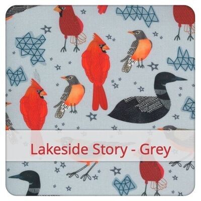 Grande sacchetto per il pane riutilizzabile, 45 cm x 35 cm, tessuto di cotone, motivo: Lakeside Story - Grigio