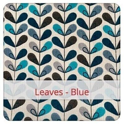 Grande sacchetto riutilizzabile per il pane, 45 cm x 35 cm, tessuto di cotone, motivo: Foglie - Blu