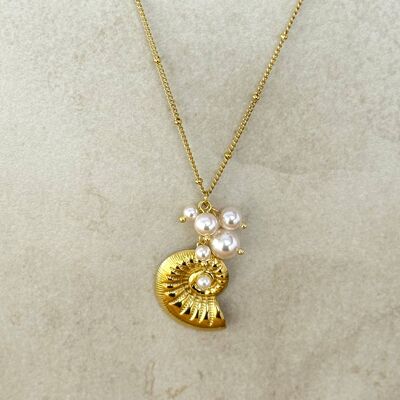 Golden Spiral Seashell Necklace