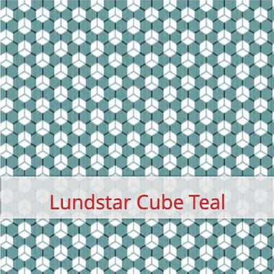Large reusable bread bag, 45 cm x 35 cm, cotton fabric, pattern: Lundstar Cube Teal