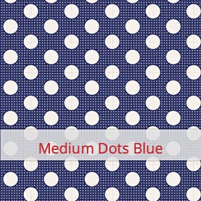 Large reusable bread bag, 45 cm x 35 cm, cotton fabric, pattern: Medium Dots Blue