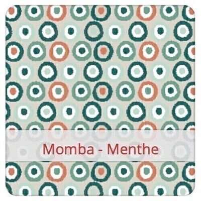 Grande sacchetto per il pane riutilizzabile, 45 cm x 35 cm, tessuto di cotone, fantasia: Momba - Menta