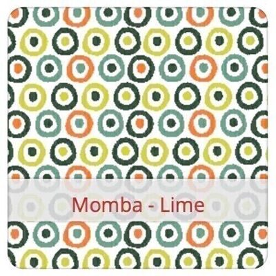 Grande sacchetto riutilizzabile per il pane, 45 cm x 35 cm, tessuto di cotone, fantasia: Momba - Lime