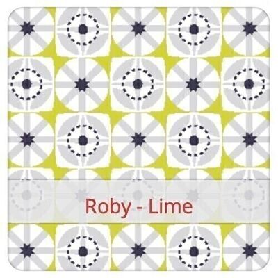 Sac à Pain Grand réutilisable, 45 cm x 35 cm, tissu coton, motif: Roby - Lime
