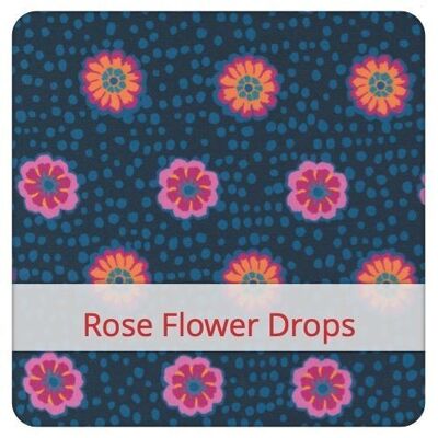 Large reusable bread bag, 45 cm x 35 cm, cotton fabric, pattern: Rose Flower Drops