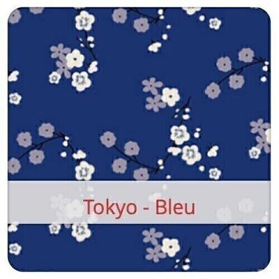 Large reusable bread bag, 45 cm x 35 cm, cotton fabric, pattern: Tokyo - Blue