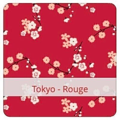Sac à Pain Grand réutilisable, 45 cm x 35 cm, tissu coton, motif: Tokyo - Rouge