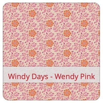 Sac à Pain Grand réutilisable, 45 cm x 35 cm, tissu coton, motif: Windy Days - Wendy Pink