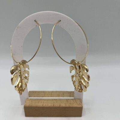 Gold Leaf Hoop Earrings – Tropical Chic Style