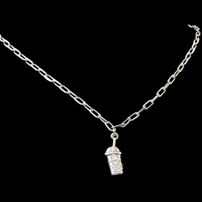 Collar de té de burbujas - Charm pequeño - Plata