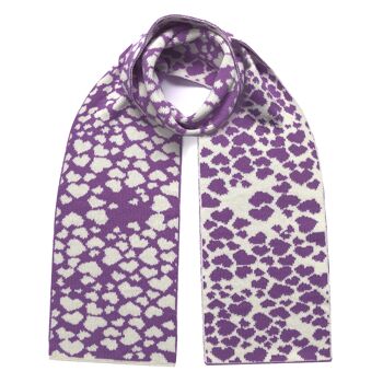 Echarpe Coeurs Laine & Cachemire Lilas 2