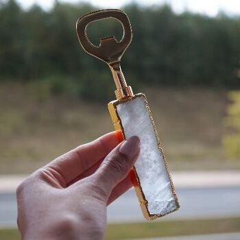 Ouvre-bouteille en cristal de quartz clair doré 3