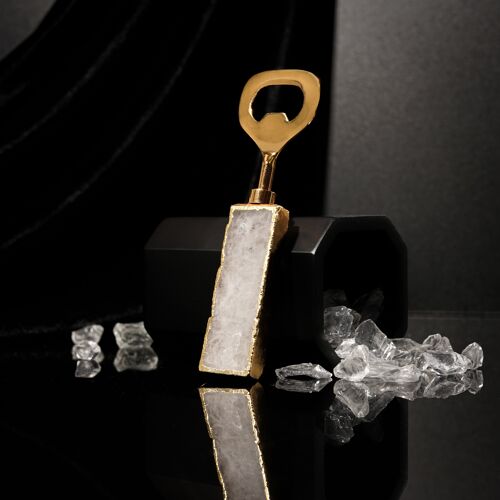 Gold Clear quartz Crystal Bottle Opener
