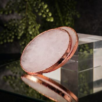 Dessous de verre en agate en cristal de quartz rose | Un paquet de 2 1