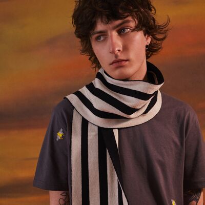 Stripes Wool & Cashmere Scarf Black