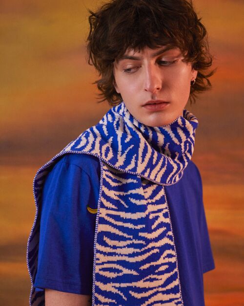 Tiger Wool & Cashmere Scarf Electric Blue