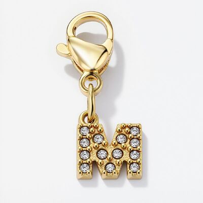 Charm-M de acero inoxidable con diamantes de imitación