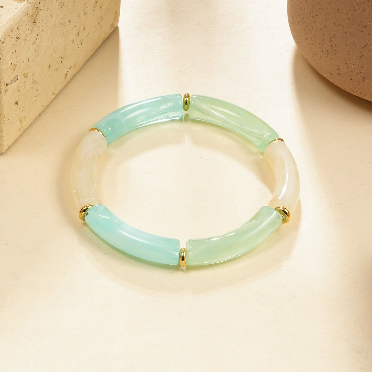 Bracciale elastico in resina tricolore blu