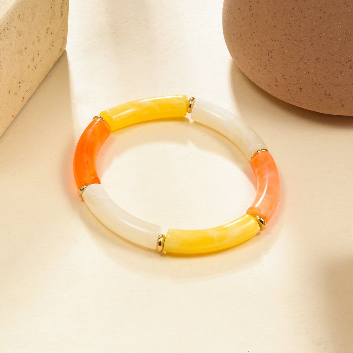 Bracciale elastico in resina tricolore gialla