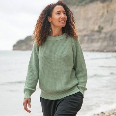 Maglione in cotone lavorato a maglia da donna