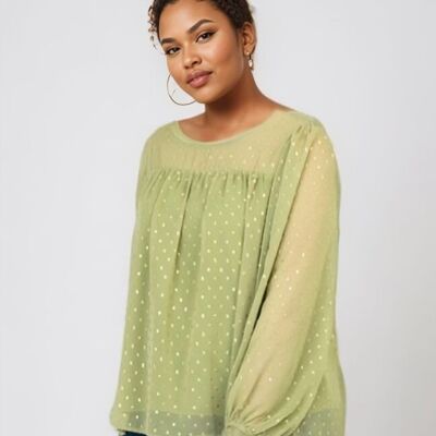 Blouse plumetis grande taille (C6579&VERT)